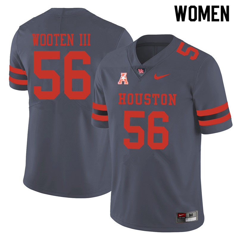 Women #56 Dixie Wooten III Houston Cougars College Football Jerseys Sale-Gray